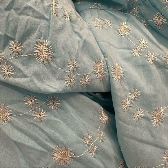 J. Peterman Dress Midi Size 12 Blue Floral Embroidered Vintage Gatsby Style - Picture 11 of 13